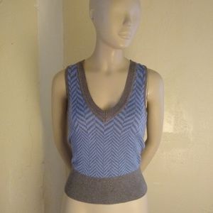 Express Blue and Gray Herringbone Tank/Vest; XS